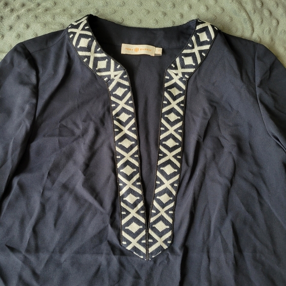 Tory Burch Ariana Embroidered Knit Trimmed Tunic Size 2 - Picture 4 of 8